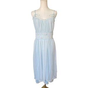Vintage Handmade Floral Rose Nightgown Dress Slip Size M Coquette Dainty Smocked